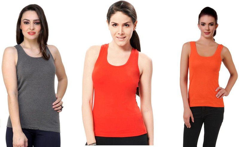 Women Red, Orange, Grey Tank Top/Vest