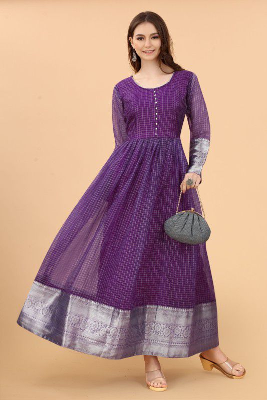 Flared/A-line Gown  (Purple)