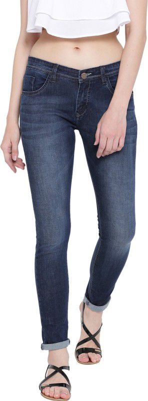 Women Slim Mid Rise Blue Jeans