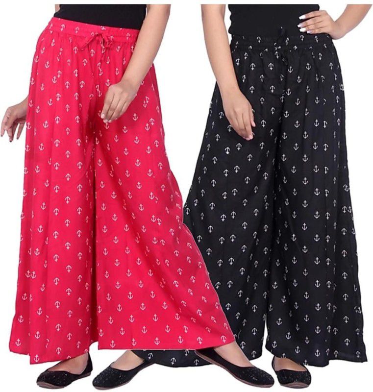 Pack of 2 Women Regular Fit Multicolor Viscose Rayon Trousers