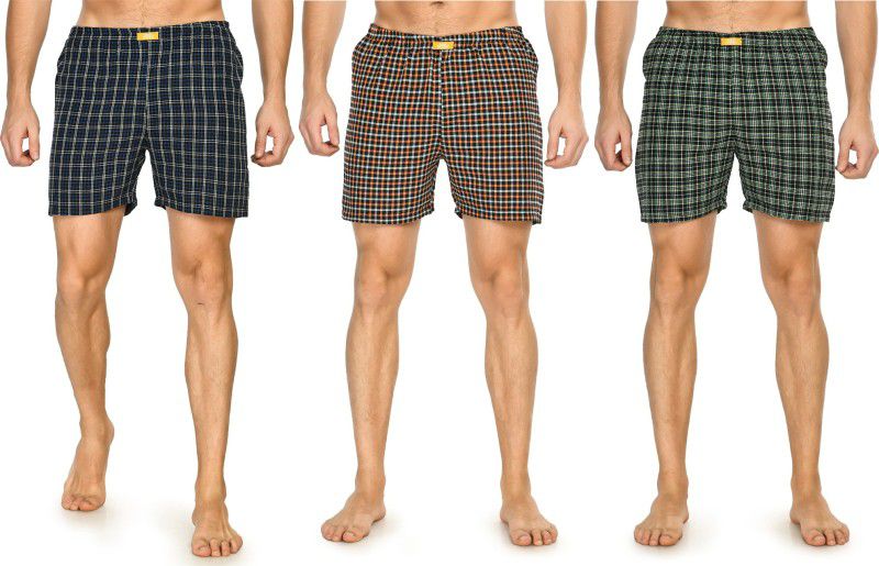 Pack of 3 Checkered Men Multicolor Regular Shorts