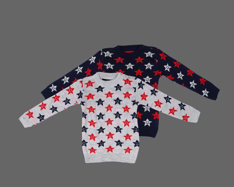 Baby Boys & Baby Girls Printed Round Neck Multicolor Sweater