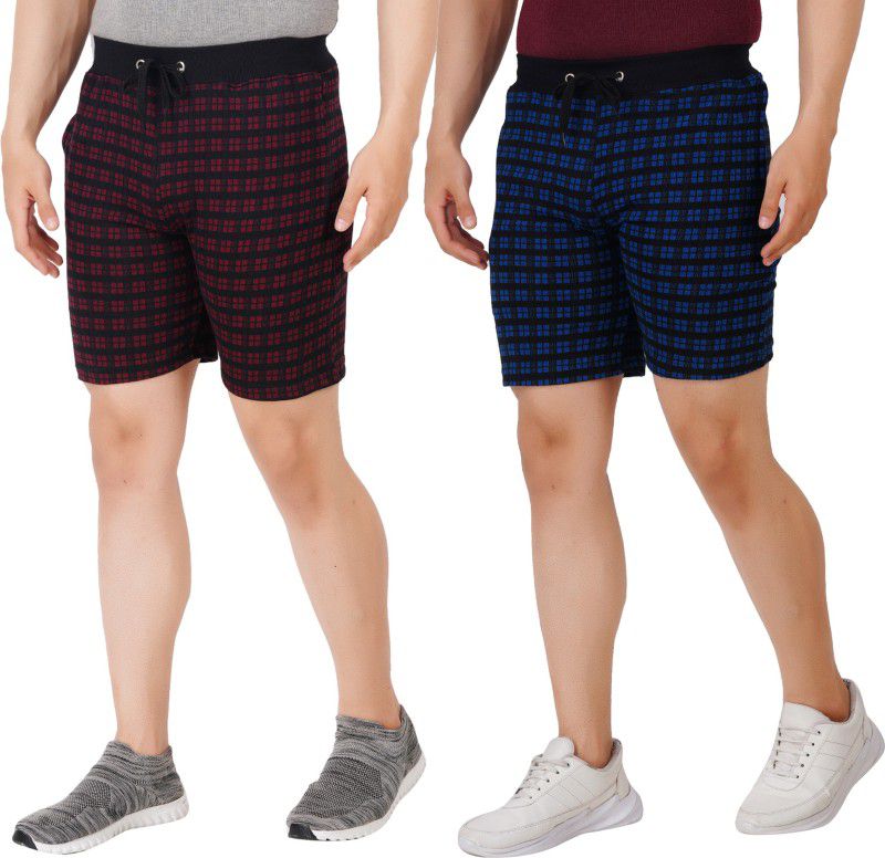 Pack of 2 Checkered Men Multicolor Casual Shorts