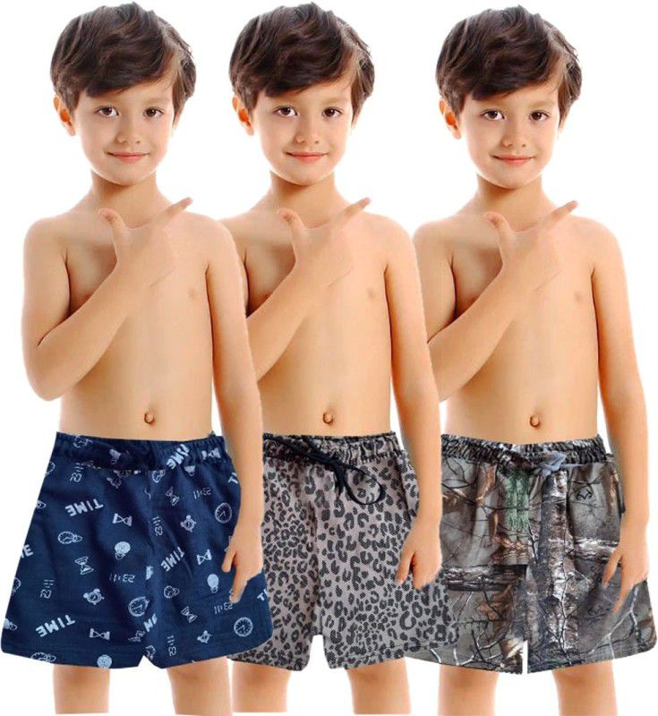 Short For Boys Casual Printed Pure Cotton  (Multicolor, Pack of 3)