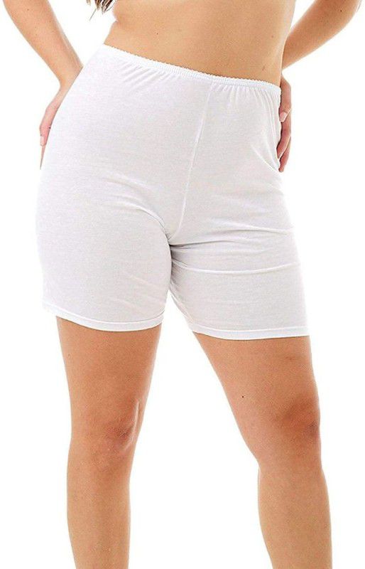 Solid Women White Cycling Shorts