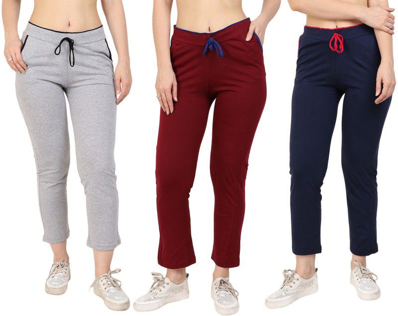 Pack of 3 Women Solid Multicolor Track Pants