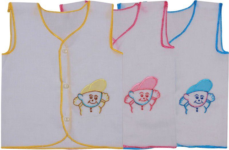 Vest For Baby Girls Cotton Blend  (Multicolor)