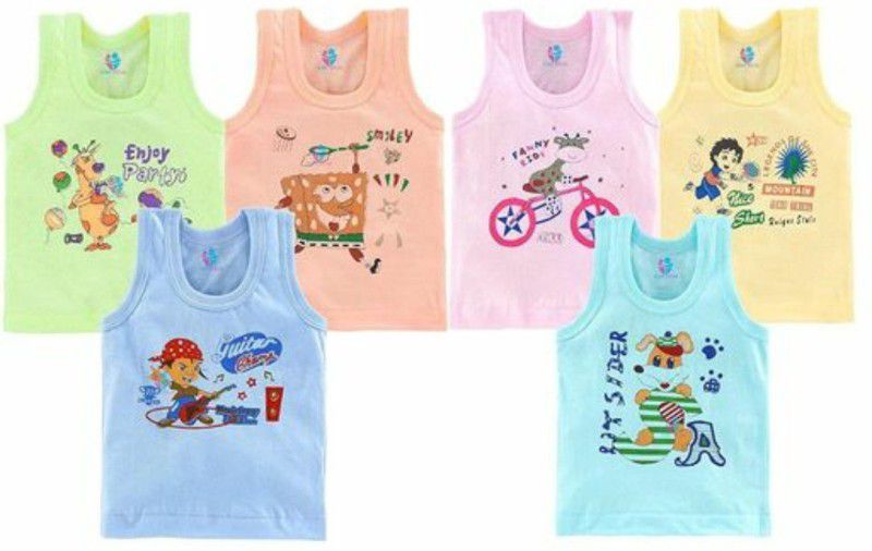 Vest For Baby Boys Cotton  (Multicolor, Pack of 6)