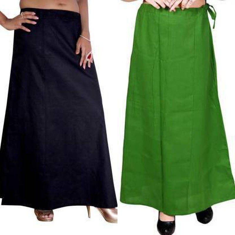 MAHAK CREATON women cotton petticoat size -free size color -green , blue Pure Cotton Petticoat  (Free)