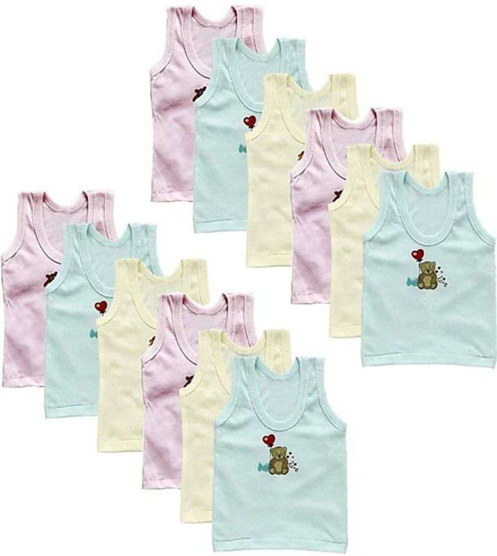Vest For Baby Boys Cotton  (Multicolor, Pack of 12)