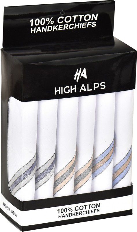 HIGH ALPS Men's Cotton Colored Border Light ["Multicolor"] Handkerchief  (Pack of 6)