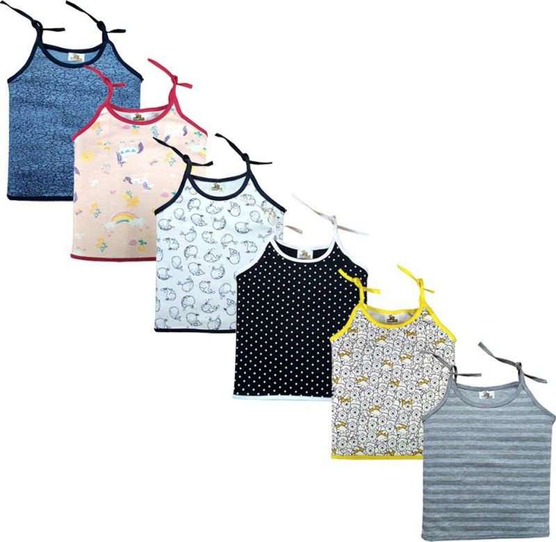 Vest For Girls Cotton Blend  (Multicolor, Pack of 6)