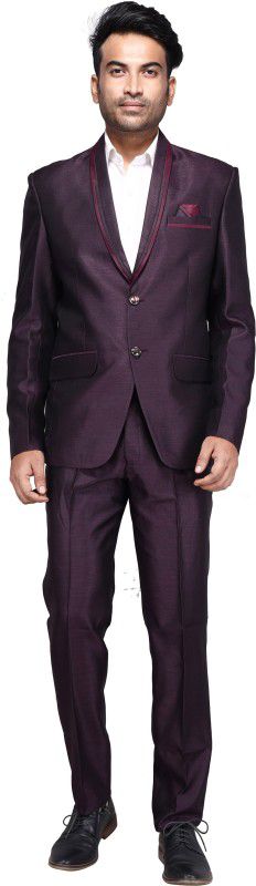 Men Stitched Self Design Suit