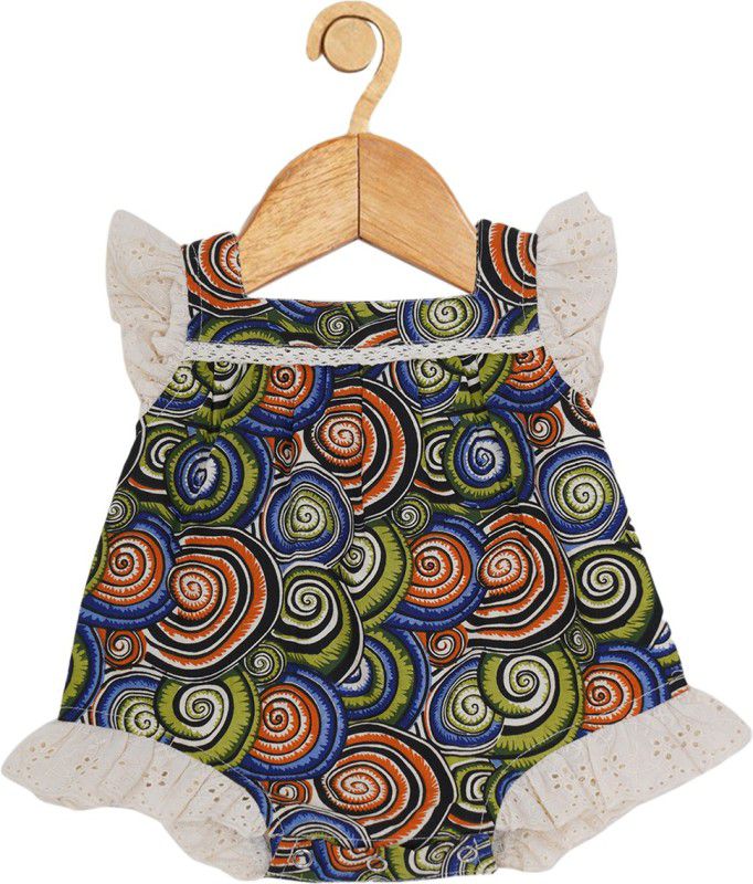 Romper For Baby Girls Casual Printed Pure Cotton  (Dark Blue, Pack of 1)