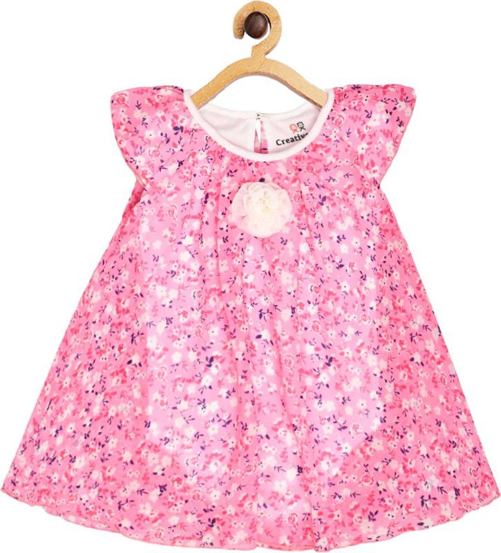 Baby Girls Midi/Knee Length Festive/Wedding Dress  (Pink, Cap Sleeve)