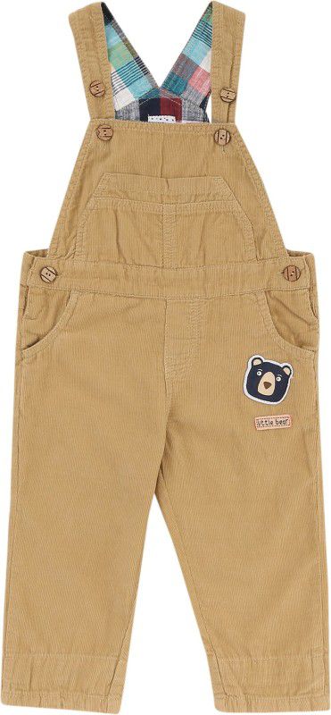Dungaree For Boys Casual Solid Cotton Blend  (Beige, Pack of 1)