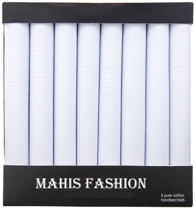 mahis fashion WHITE HANKY 8 ["White"] Handkerchief  (Pack of 8)