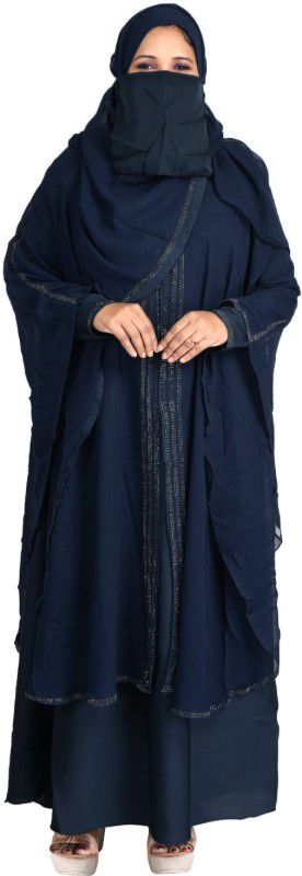 HAWAI Women's Ready to Wear-Instant Lycra Abaya Burqa with Hijab (WB00409) Lycra Blend Burqa With Hijab  (Blue)