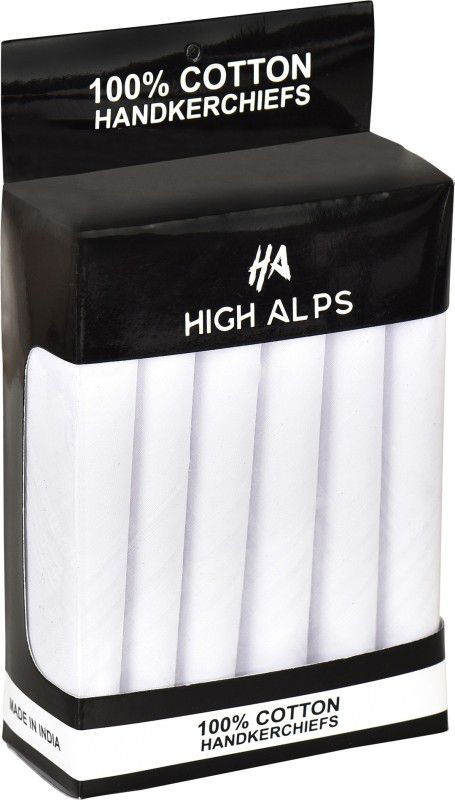 HIGH ALPS Men's Cotton White ["White"] Handkerchief  (Pack of 6)