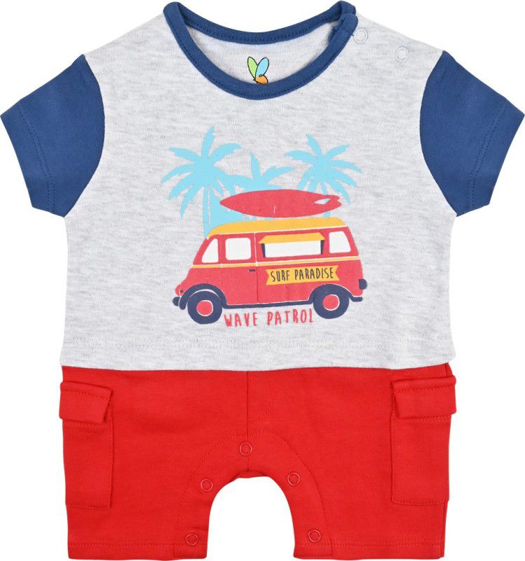 Romper For Baby Boys Casual Graphic Print Cotton Jersey  (Multicolor, Pack of 1)