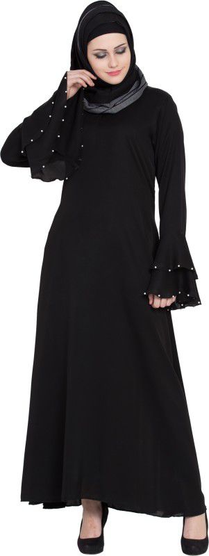 MRC MRC9001A-line(XL) Crepe Solid Abaya With Hijab  (Black)