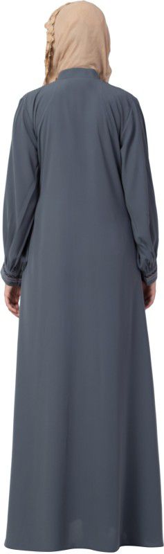 SUNDUS EMBZG Kashibo Abaya With Hijab  (Grey)