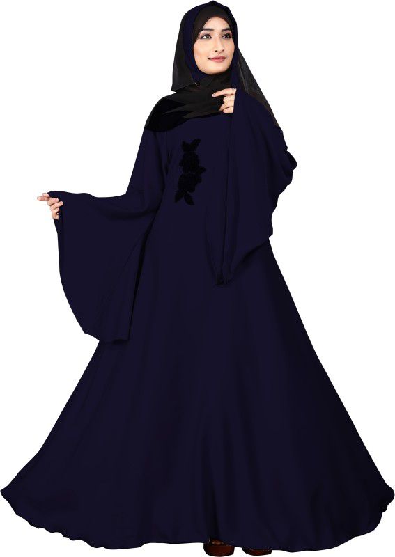 JUSTKARTIT JK5054_NavyBlue Nida Solid Burqa With Hijab  (Blue)