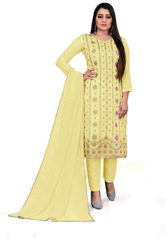 Unstitched Viscose Rayon Suit Fabric Embroidered