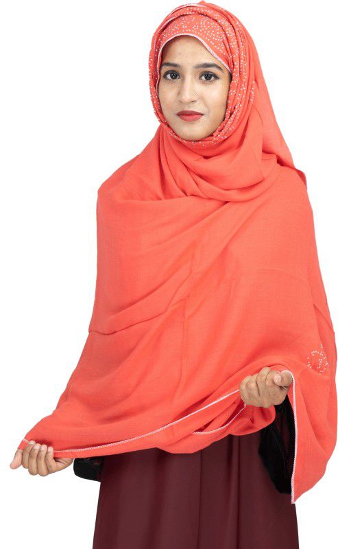 ARoohSa HIJAAB COTTON ORANGE 155 Cotton Blend Burqa With Hijab  (Orange)