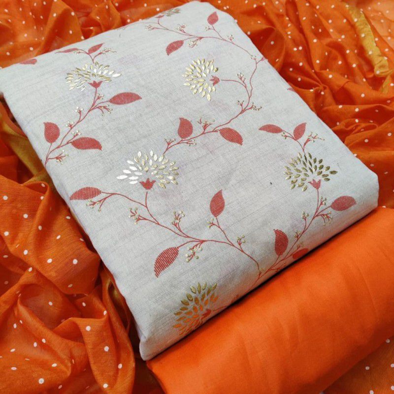 Unstitched Cotton Blend Suit Fabric Floral Print