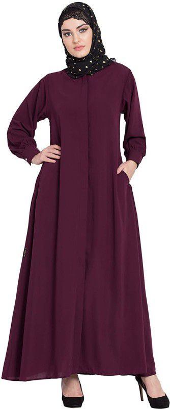 colorindia ILS-503 Polyester Abaya  (Purple)
