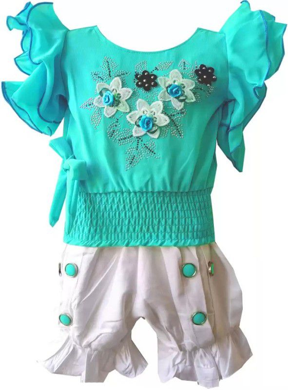 Baby Girls Short/Mid Thigh Casual Dress  (Blue, Fashion Sleeve)