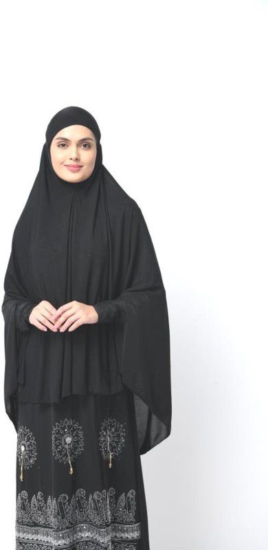 MODEST CITY NAMAZ HIJAB BLACK HOSIERY 0020 Hosiery Burqa With Hijab  (Black)