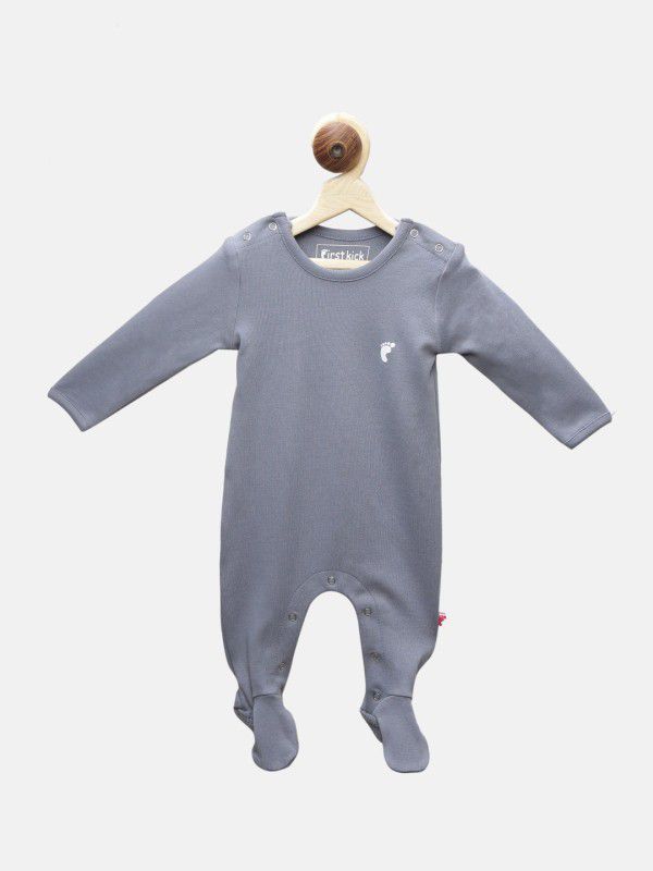 First Kick Baby Boys Grey Bodysuit