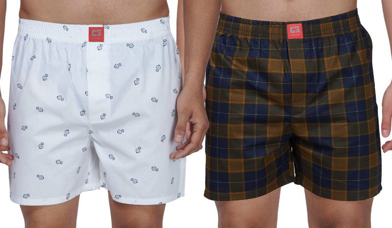 Pack of 2 Printed, Checkered Men Boxer