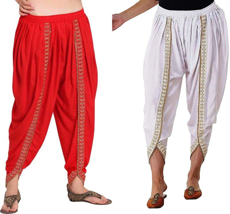 Solid, Embroidered Rayon Women Harem Pants