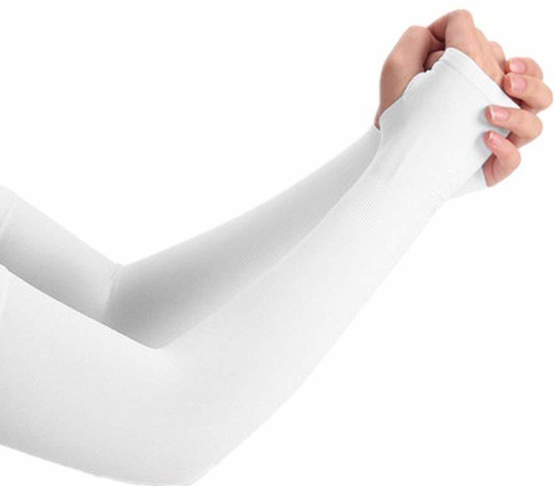 ARYANSHI ARMS-WT-XL (1 x Pair) of arm sleeves-62 Nylon, Polyester Arm Warmer  (White)