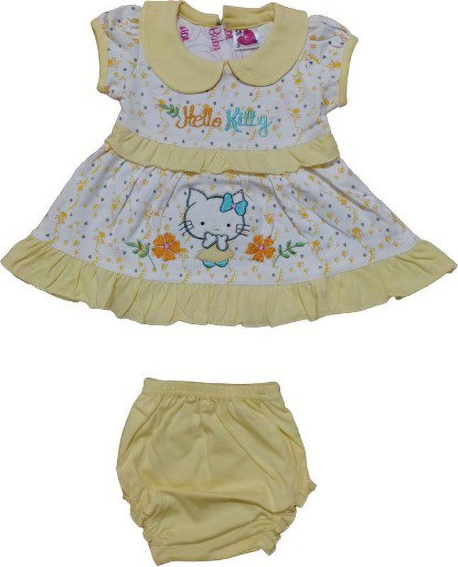 Baby Girls Midi/Knee Length Party Dress  (Yellow, Short Sleeve)