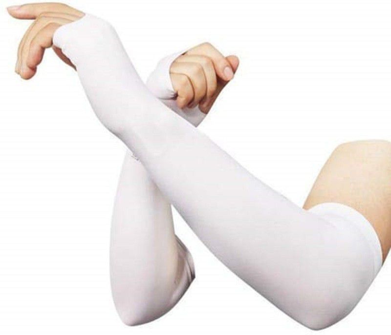 ARYANSHI UV Protection Hand Gloves - 109 Nylon Arm Warmer  (White)