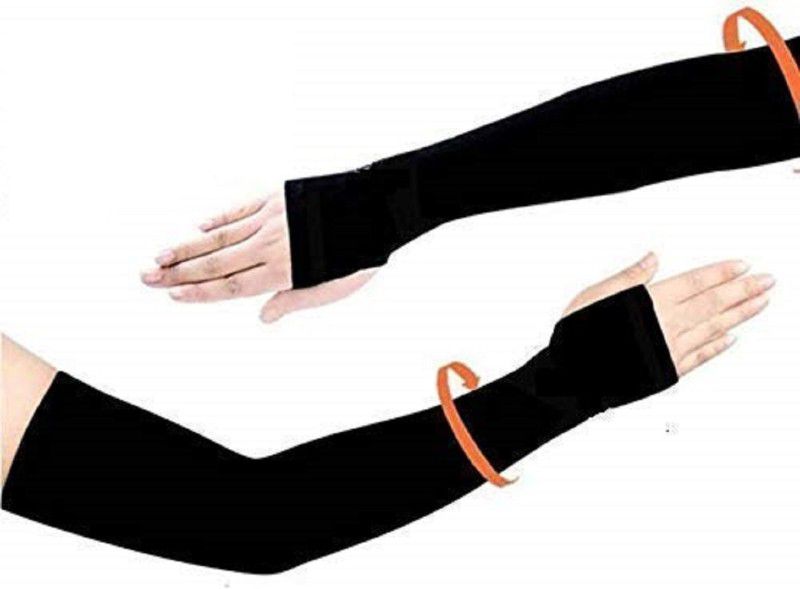 ARYANSHI Arm Sleeve Glove(PACK OF) - 95 Cotton Arm Warmer  (Black)