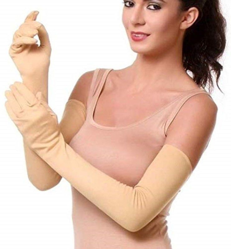ARYANSHI Fgloves126 Gloves (3 Pair)-42 Cotton Arm Warmer  (Beige)