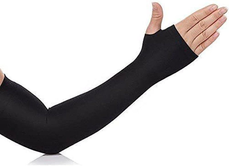 DENAIM PE Full Hand Sleeves for Men's and Women's1 Nylon Arm Warmer  (Grey, Black)