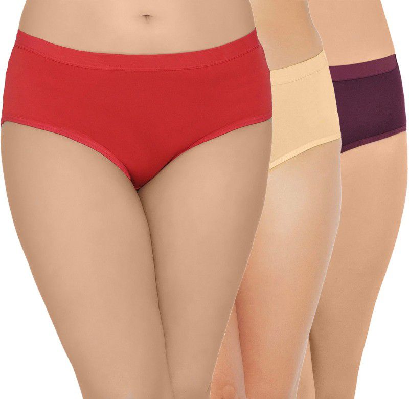 Pack of 3 Women Hipster Red, Beige, Purple Panty