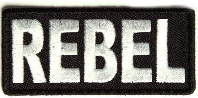 Motohog Unique Embroidered Sew on Patch Rebel Product Dimension : 1.1 x 3 Inch Applique Patch  (1, White, Black)