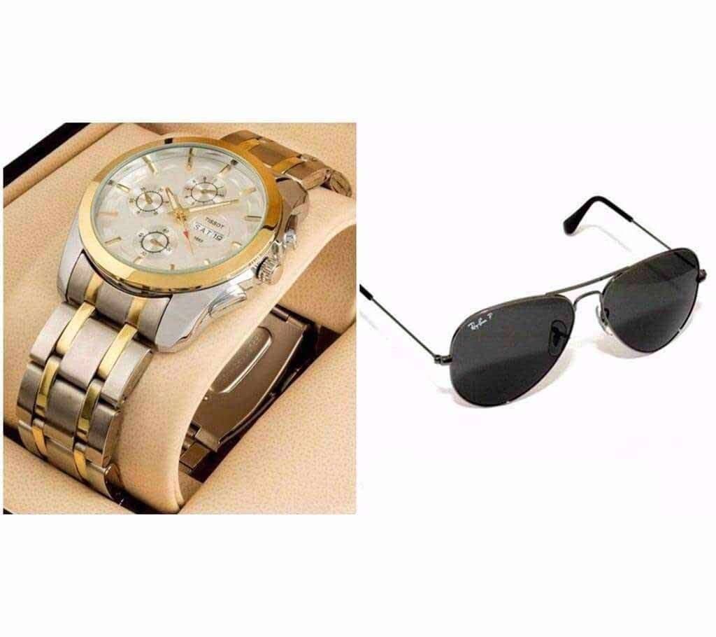 TISSOT wrist watch +RAY BAN sunglasses copy combo 