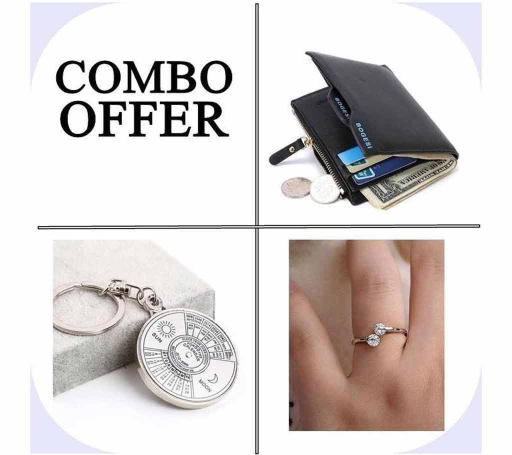 3 Combo Pack Wallet +Calendar Key Ring +Finger Ring