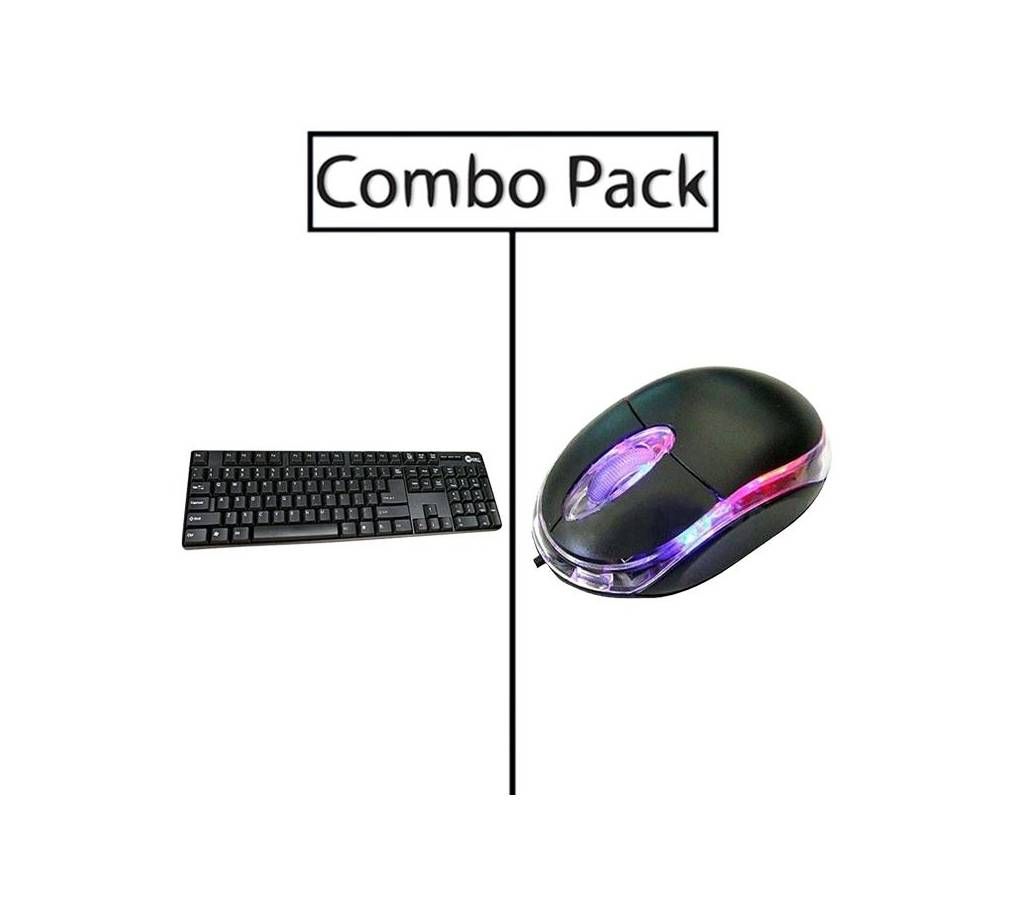 Combo of USB Optical Mouse and USB Keyboard - Black