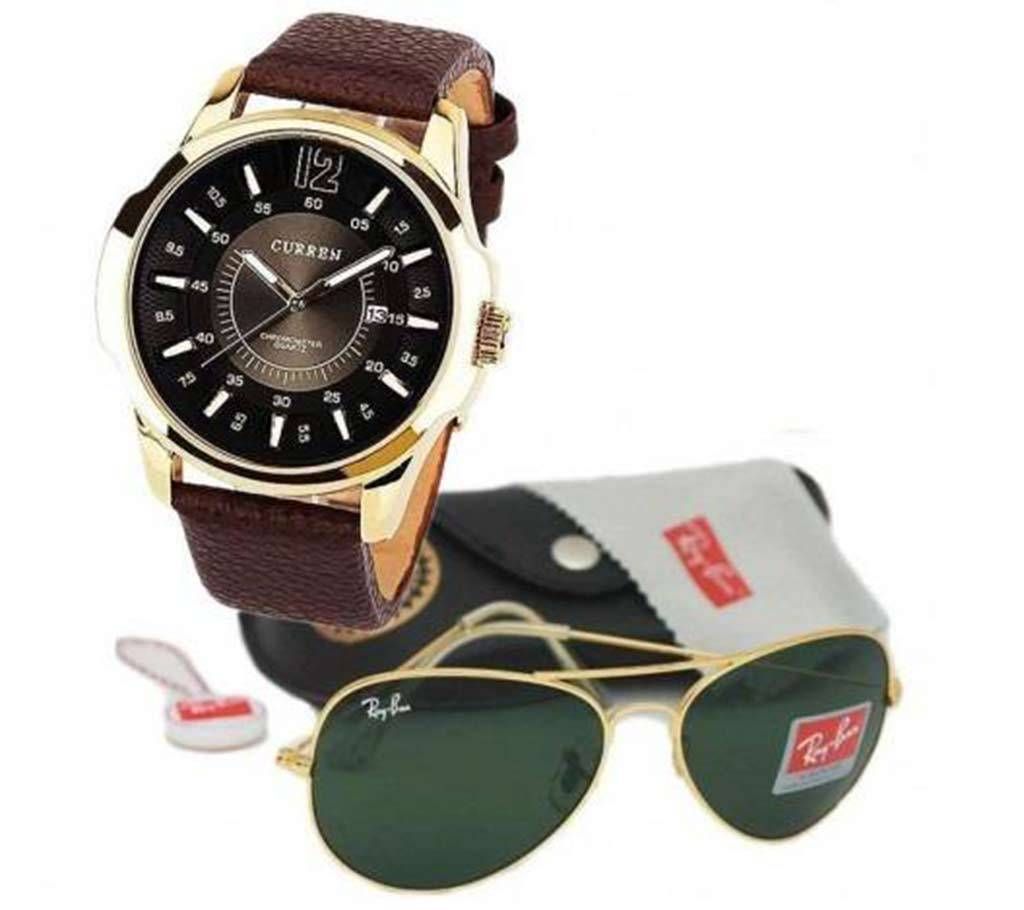 Curren gents wrist watch+Ray Ban sunglasses combo 