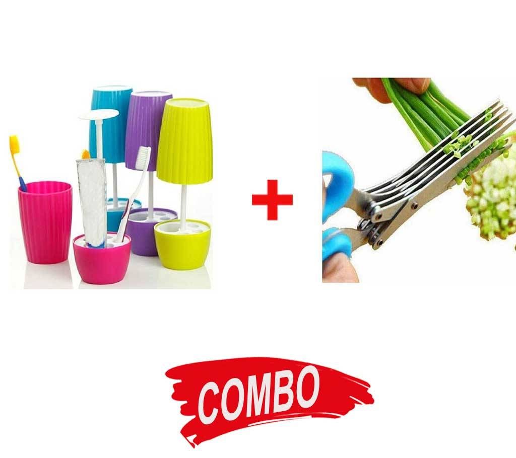 Vegetable cutter+Bonsai Toothbrush holder Combo