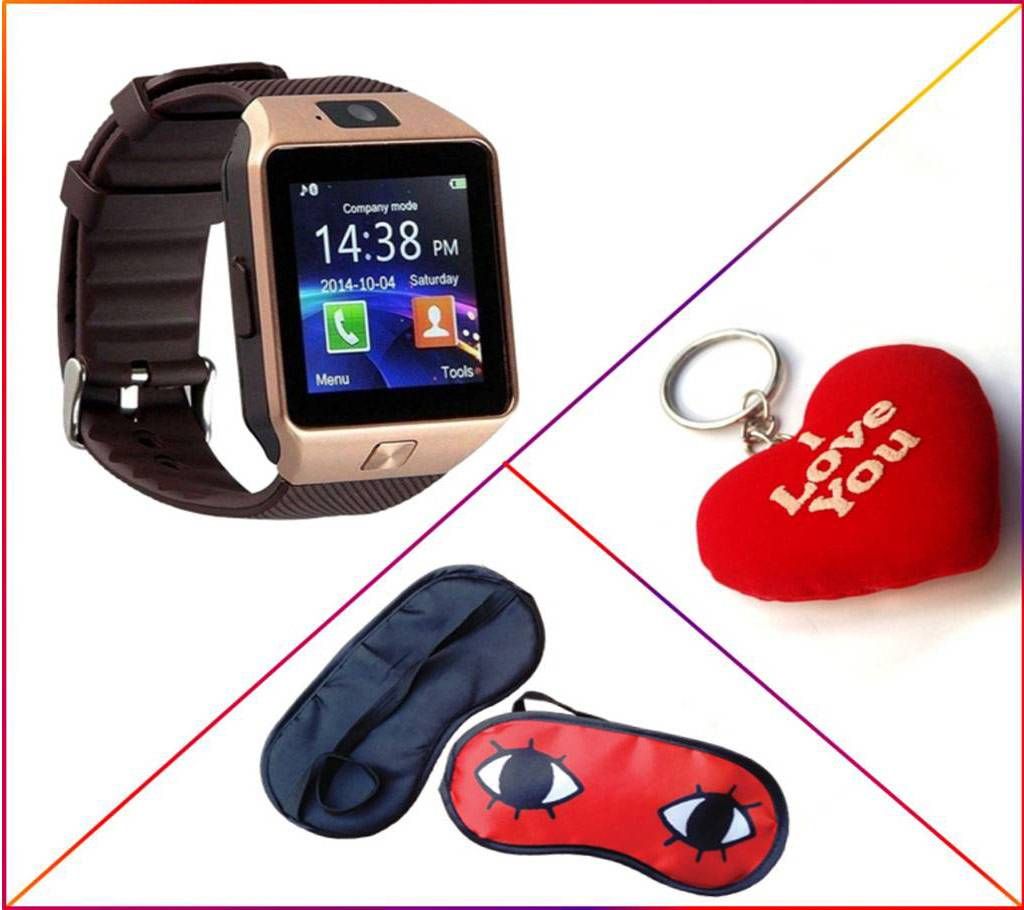 Combo of S. Watch, Eye Mask, Key Ring